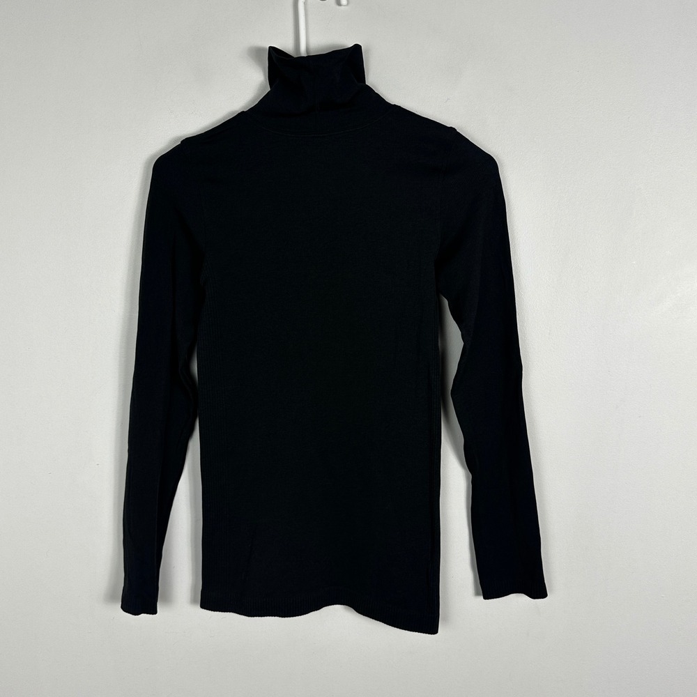 Lululemon Yin Vibes Black Ribbed Long Sleeve Turtleneck Size 6 Minimal Layering - Picture 6 of 13
